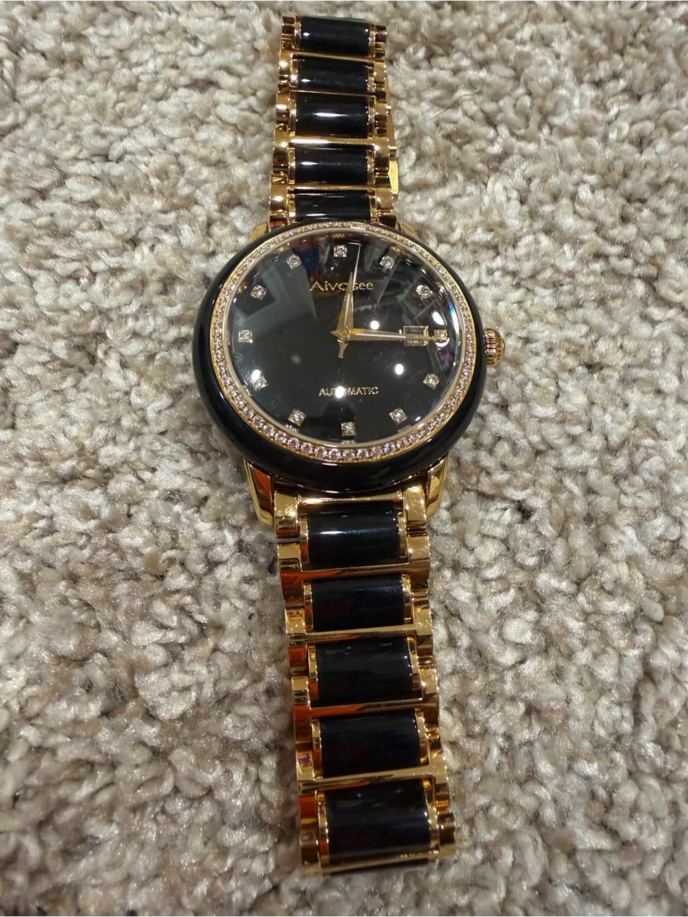 Men's Gold and Black Automatic Dress Watch
